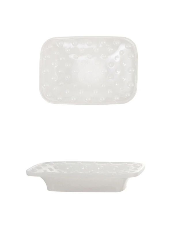 Milk Glass Footed Soap Dish, Color: White