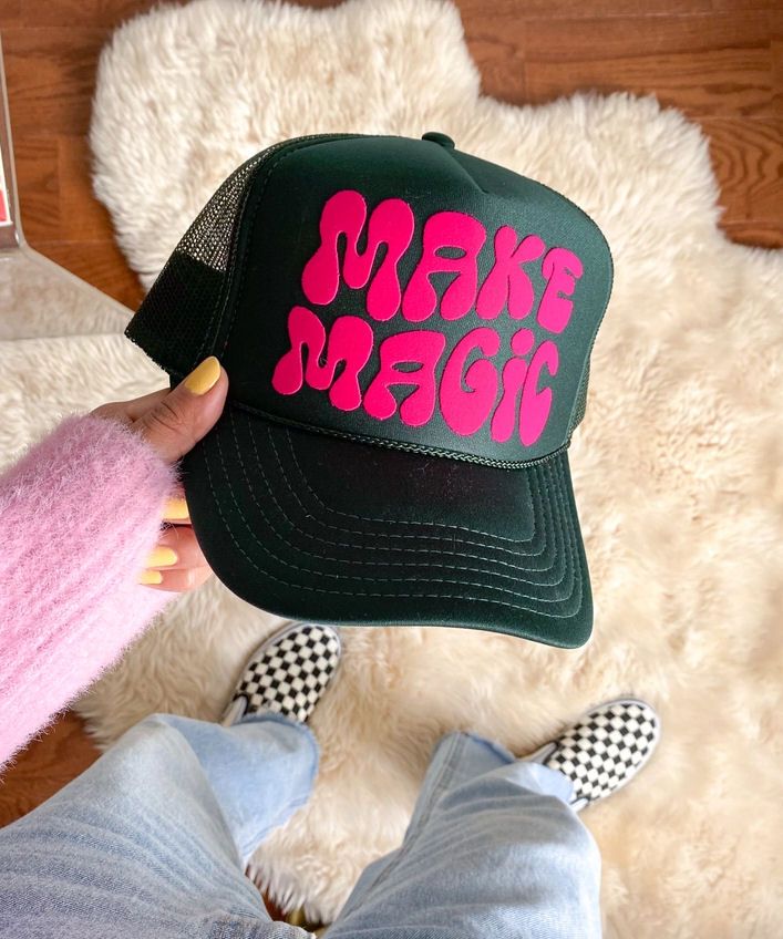 Make Magic Magenta And Black Trucker Hat