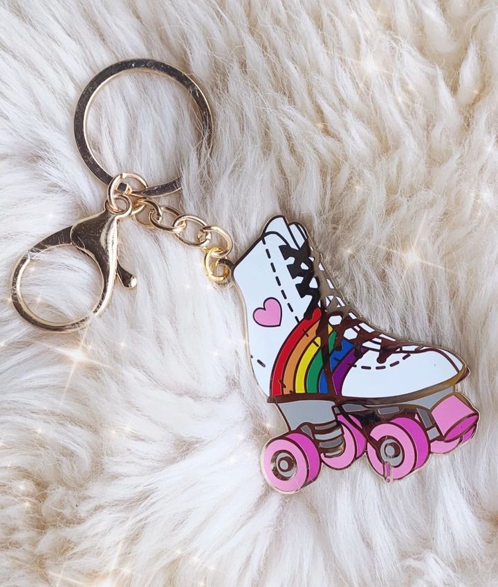 Rainbow Roller Skate Enamel Keychain