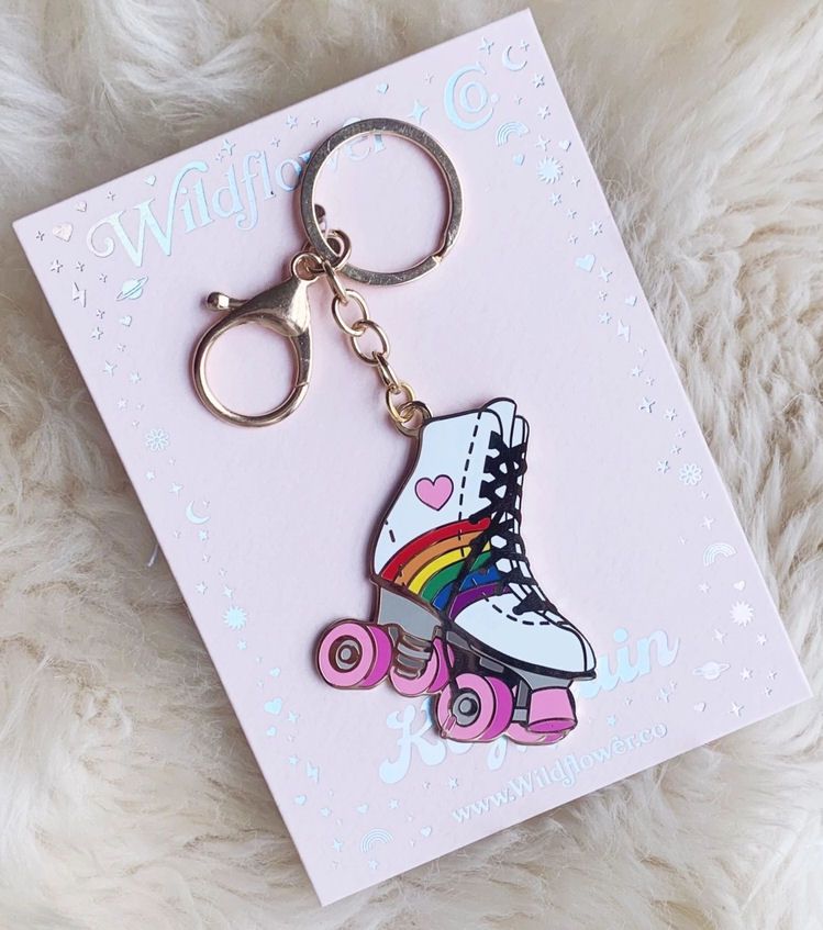 Rainbow Roller Skate Enamel Keychain