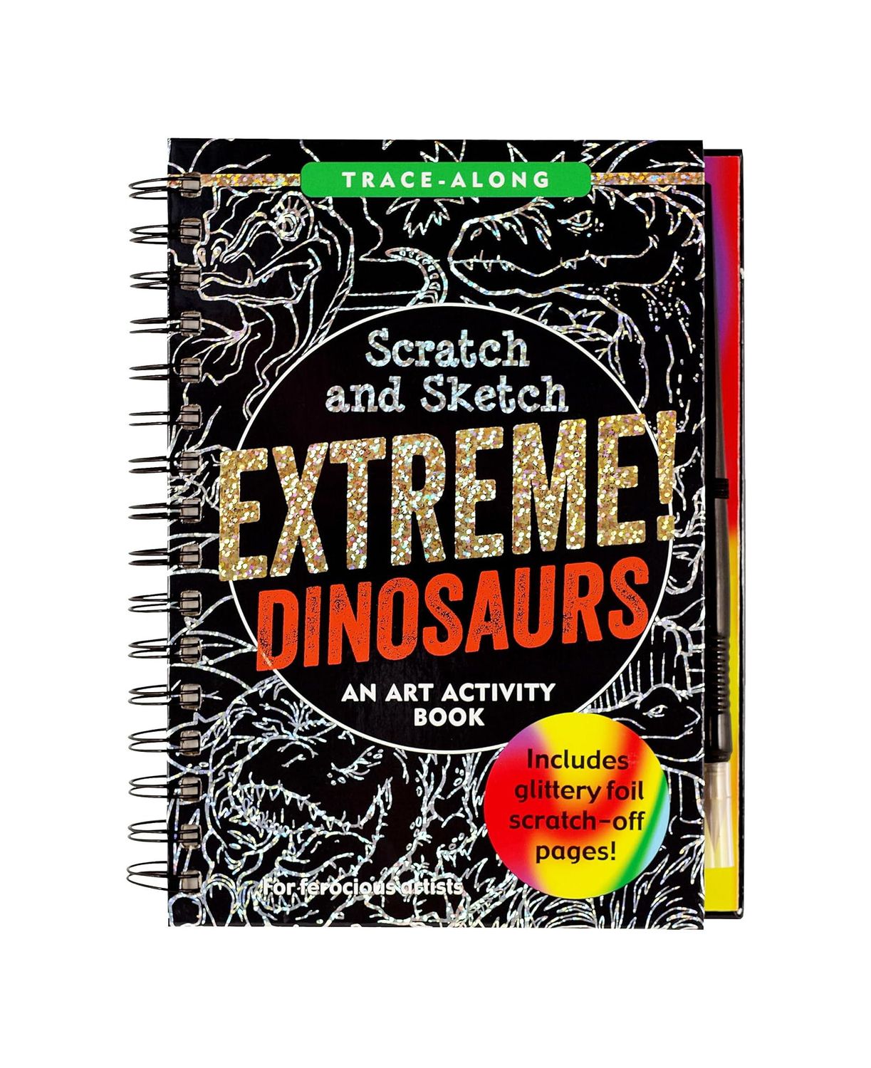 Scratch And Sketch Extreme Dinosaurs Art Hardcover Spiral Book