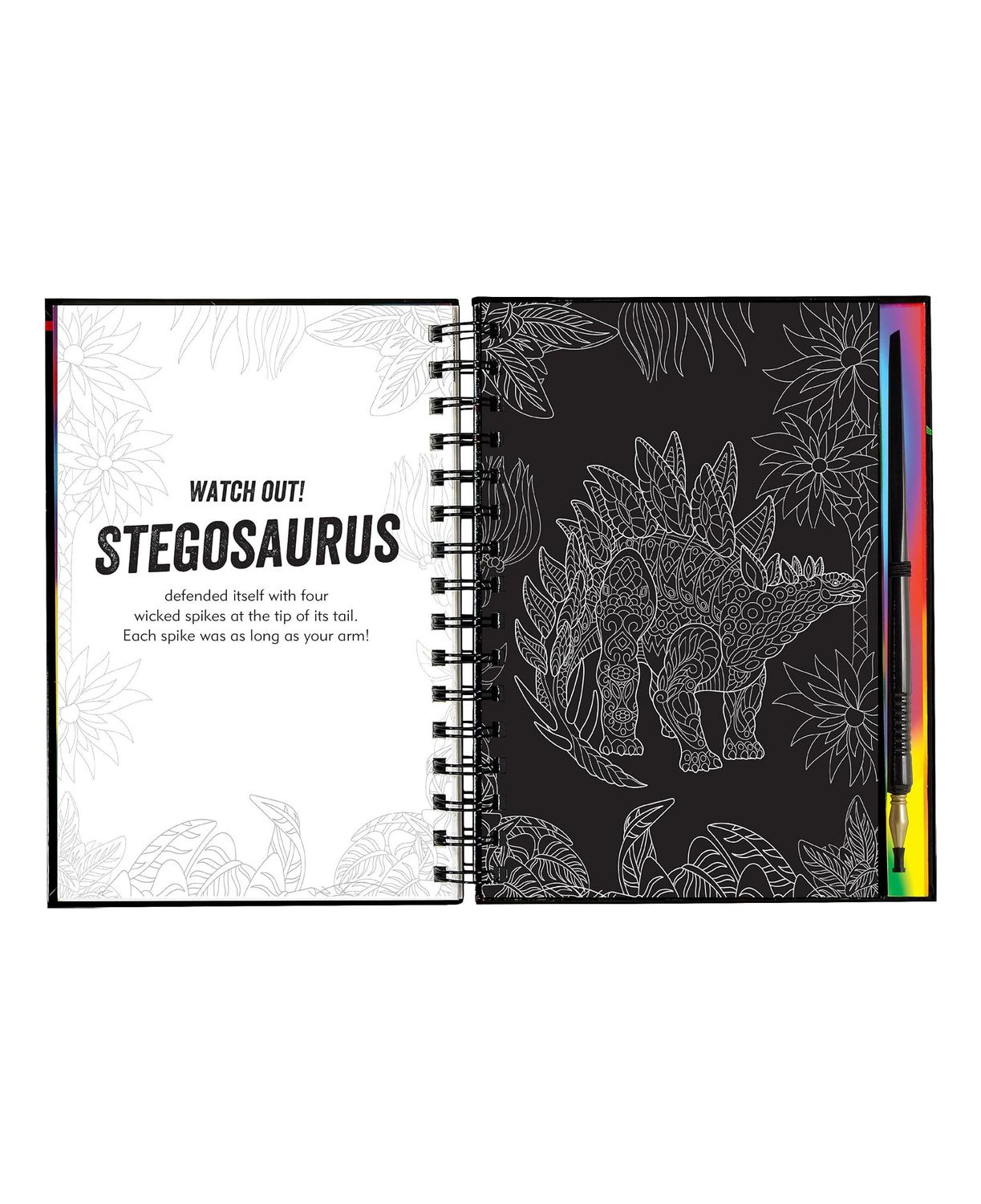 Scratch And Sketch Extreme Dinosaurs Art Hardcover Spiral Book