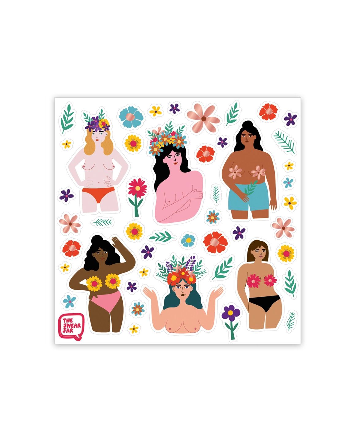 Flowers In The Nude Sticker Sheet