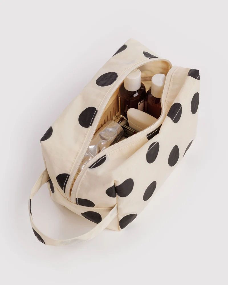 Baggu Dopp Kit Cream And Black Polka Dot