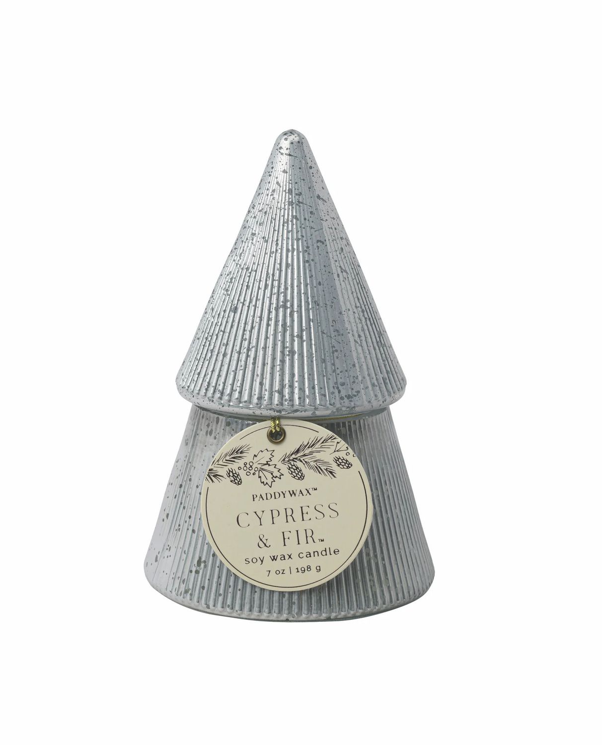 Cypress And Fir White Ribbed Stacked Tree Candle