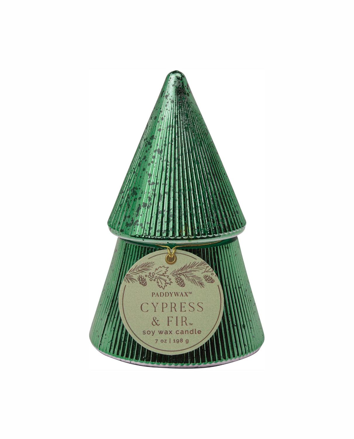 Cypress And Fir Green Ribbed Stacked Tree Candle