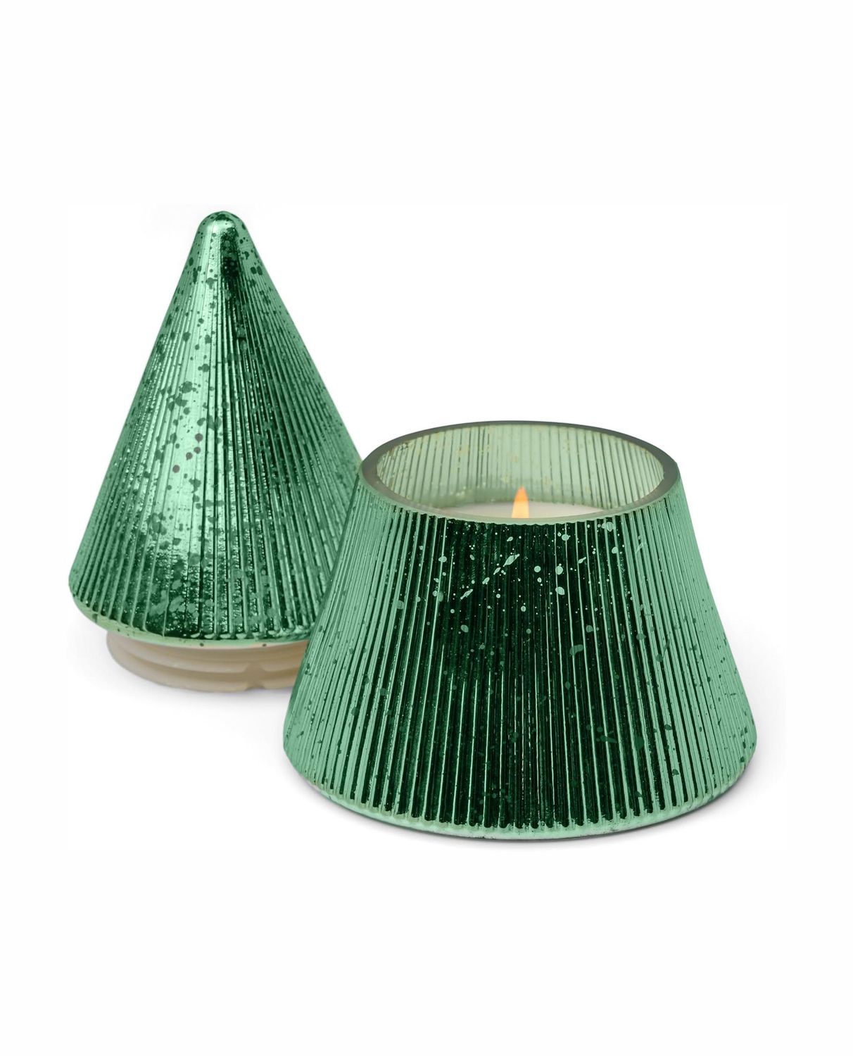 Cypress And Fir Green Ribbed Stacked Tree Candle