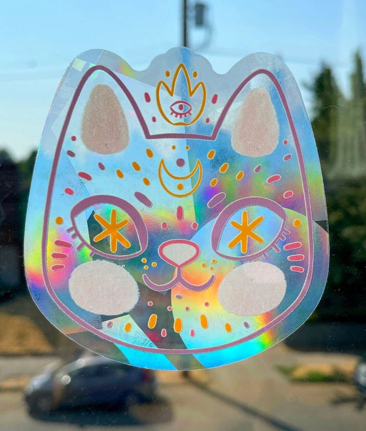 Cosmic Cat Rainbow Maker Window Sticker