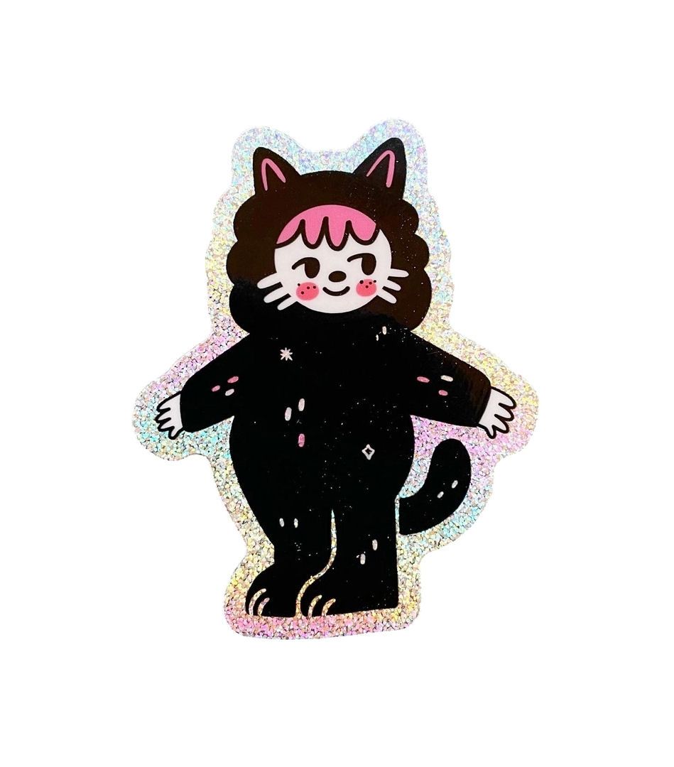 Cat Suit Kewpie Shimmery Sparkle Sticker