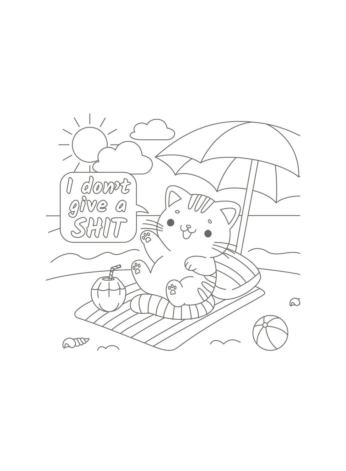 The Super-Cute Sweary Cat Paperback Coloring Book
