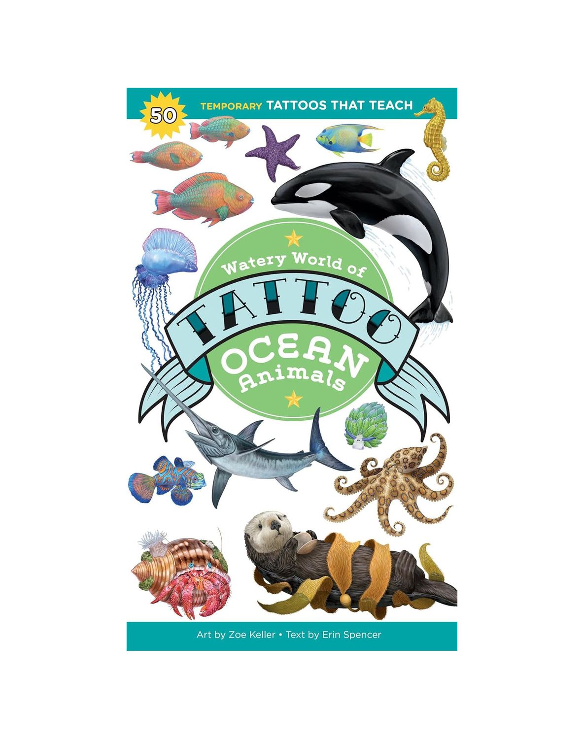 Watery World Of Tattoo Ocean Animals Temporary Tattoos Paperback Book