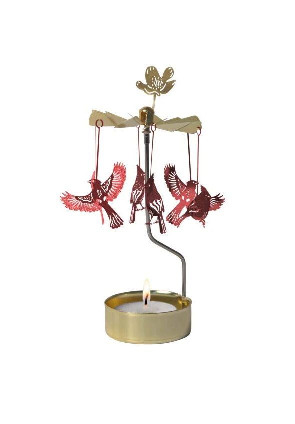 Gold And Red Cardinal Rotary Candleholder