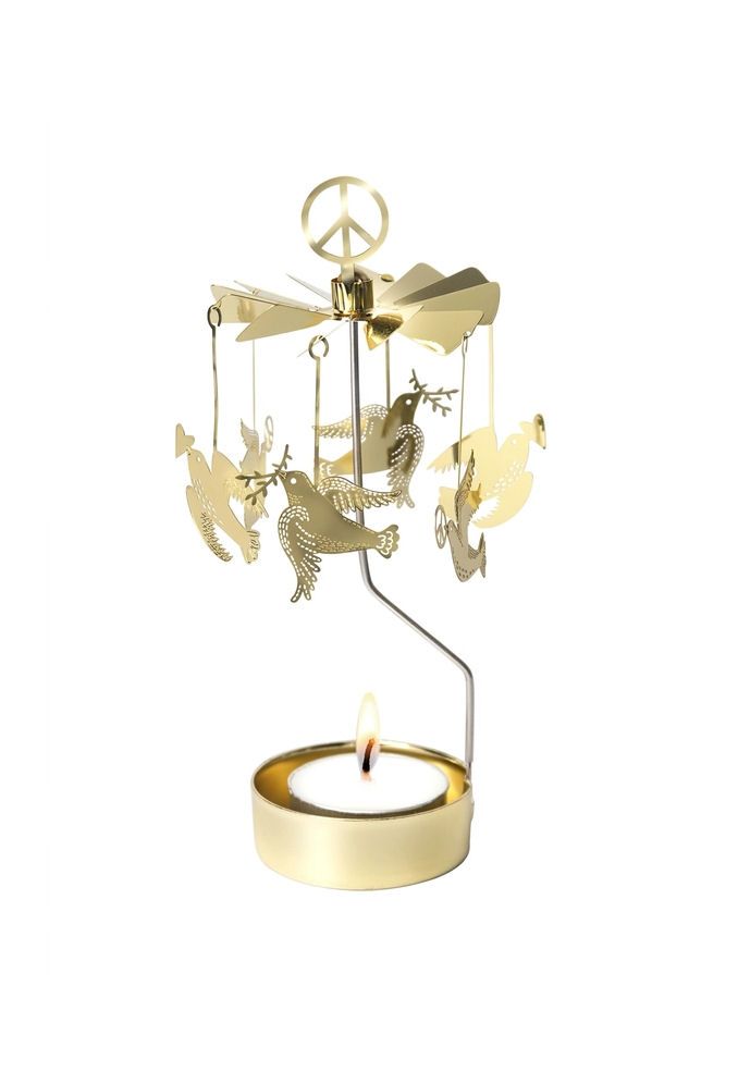 Gold Peace On Earth Doves Rotary Candleholder