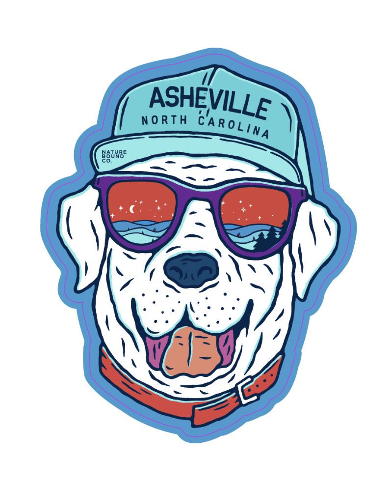 Asheville Cool White Dog Sticker