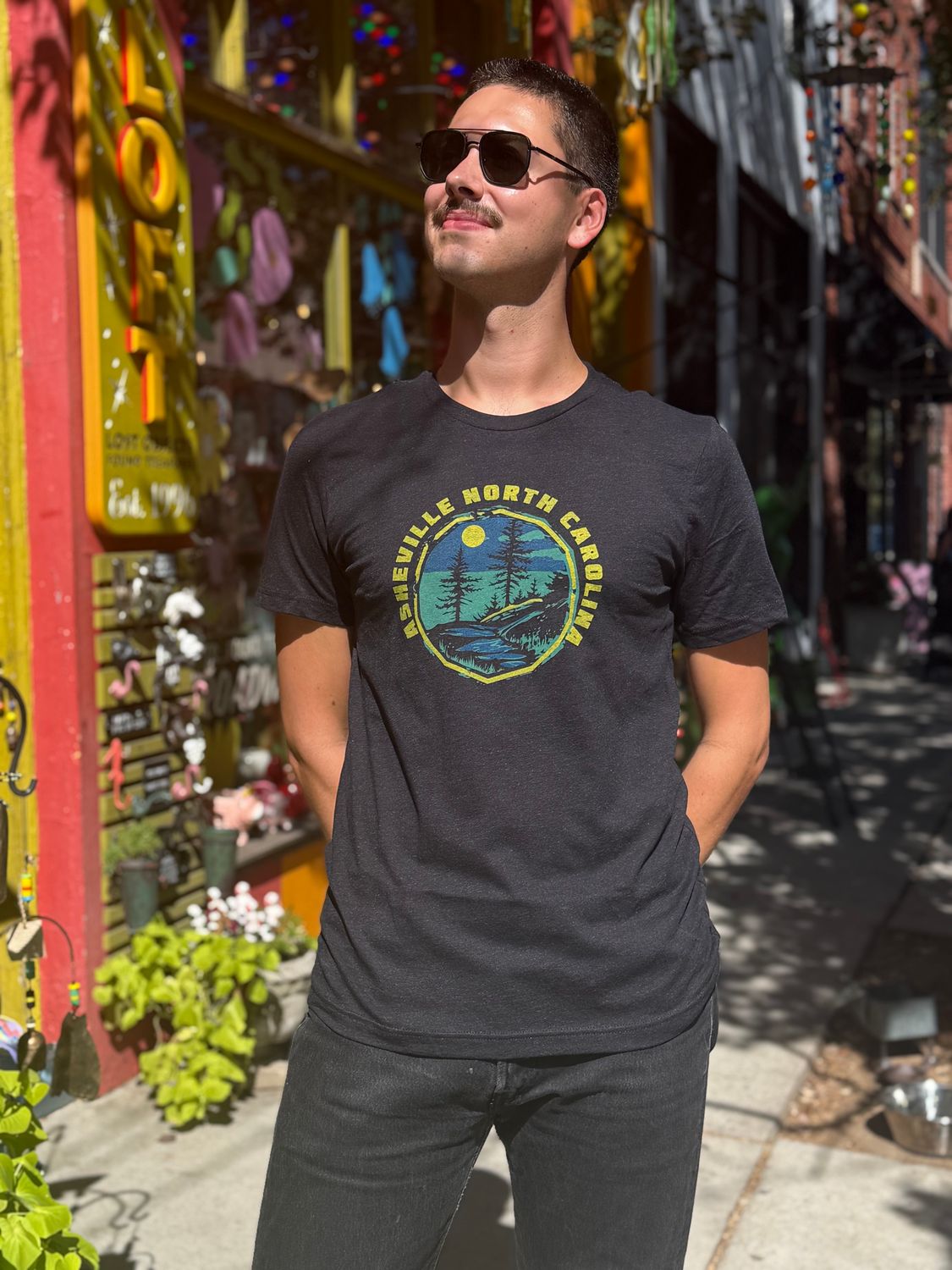Mountain View Circle Asheville Black T-Shirt