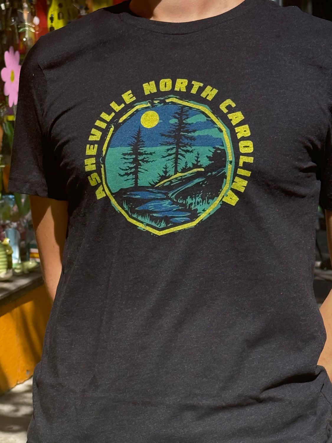 Mountain View Circle Asheville Black T-Shirt, Size: Small