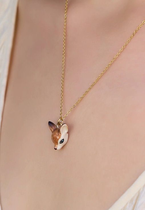 Deer Head Gold Necklace