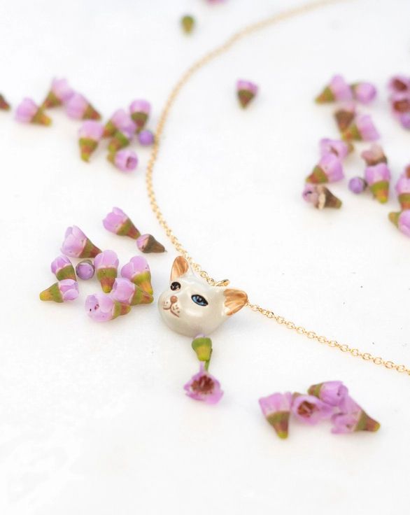 Tiny George Cat Head Gold Necklace