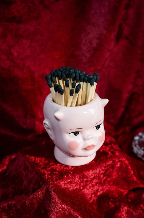 Ceramic Demon Doll Match Striker, Color: Ethel
