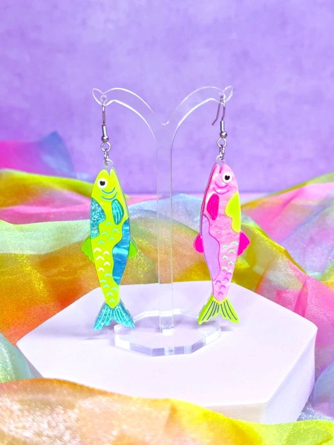 Funky Fish Mixed Color Dangle Earrings