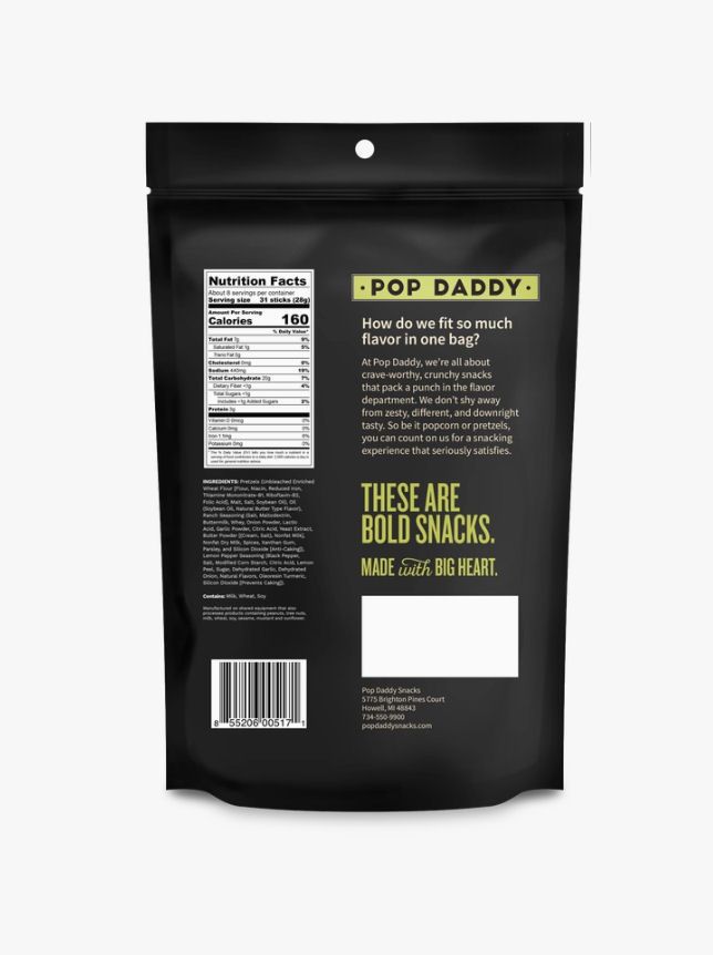 Pop Daddy Peppercorn Ranch Pretzel Sticks