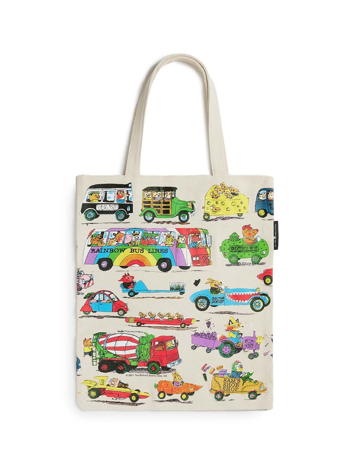 Richard Scarry's Cars And Trucks And Things Tote Bag With Natural Handles