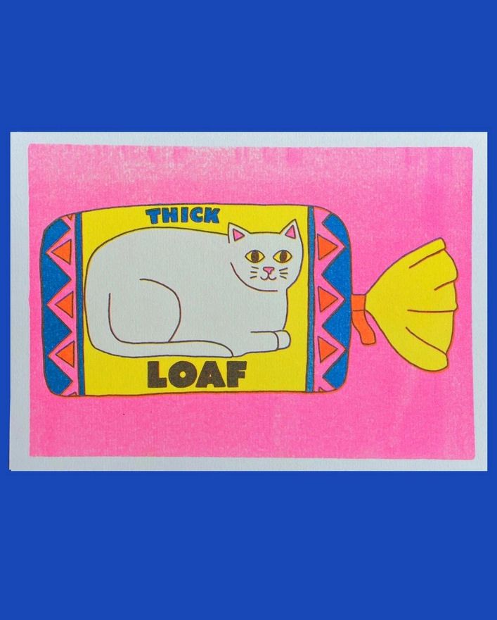 Thick Cat Loaf A5 Risograph Print
