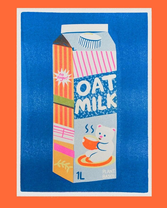 Oat Milk A4 Risograph Print