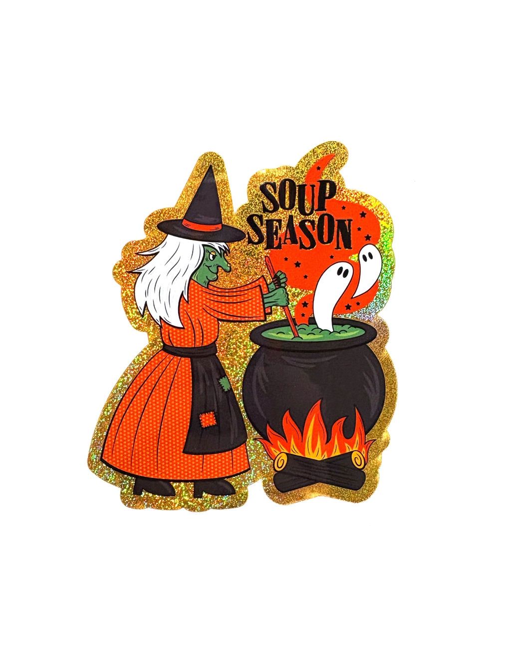 Soup Season Witch Cauldron Glitter Sticker