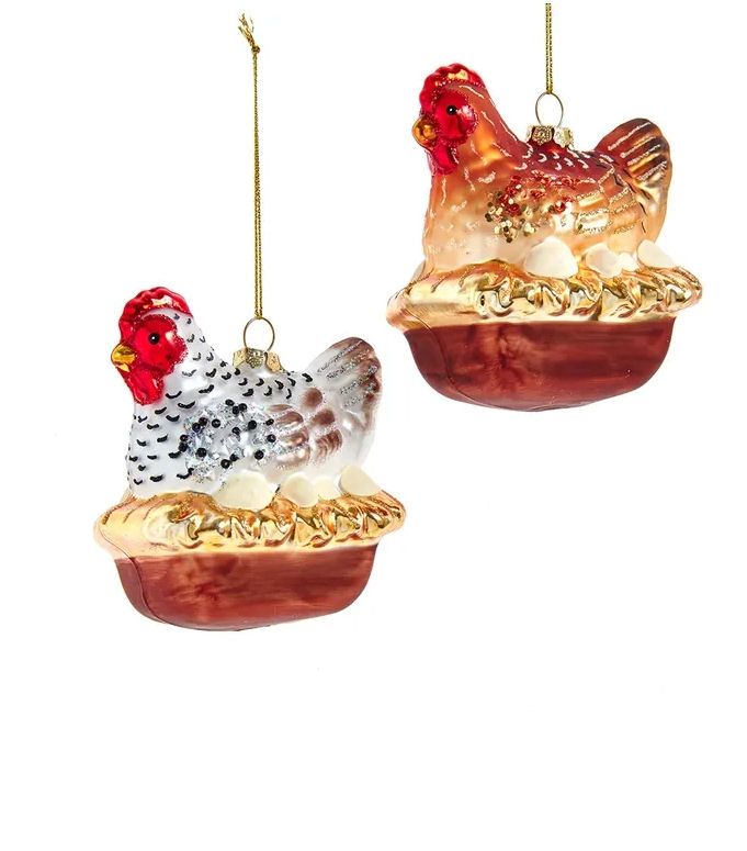 Chicken Glass Ornament