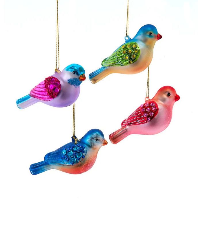 Colorful Bird Glass Ornament