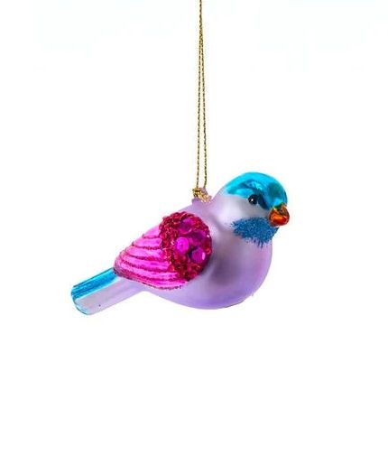 Colorful Bird Glass Ornament, Color: Pink Wings