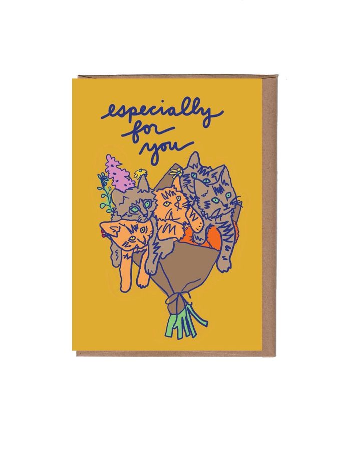 Especially For You Cat Bouquet Mini Card