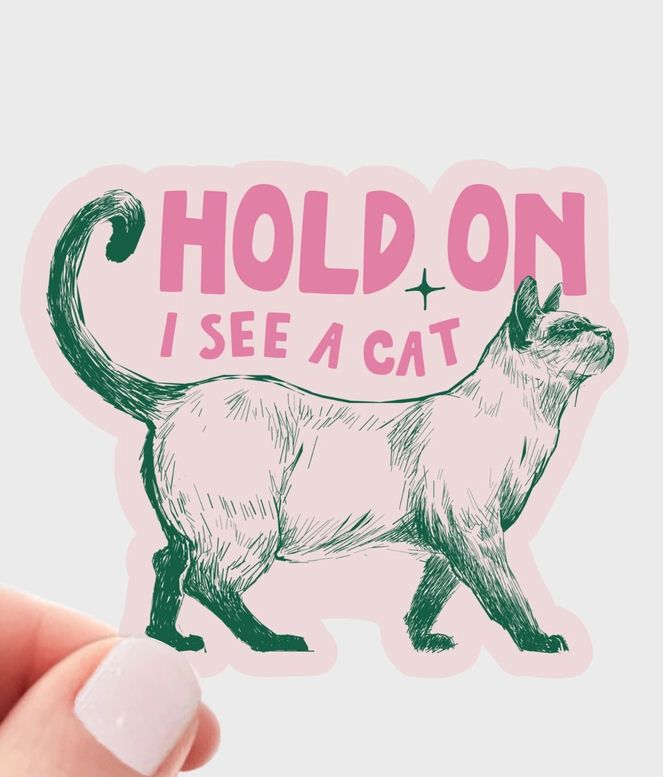 Hold On I See A Cat Sticker