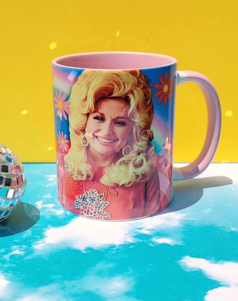 Dolly Parton Rainbow And Flowers Mug