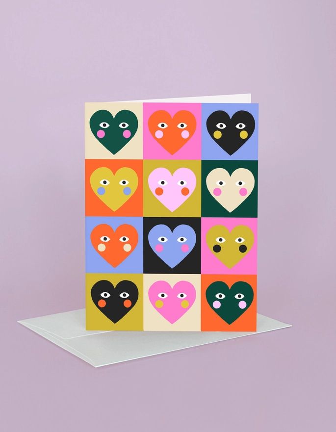 Checkerboard Hearts Card
