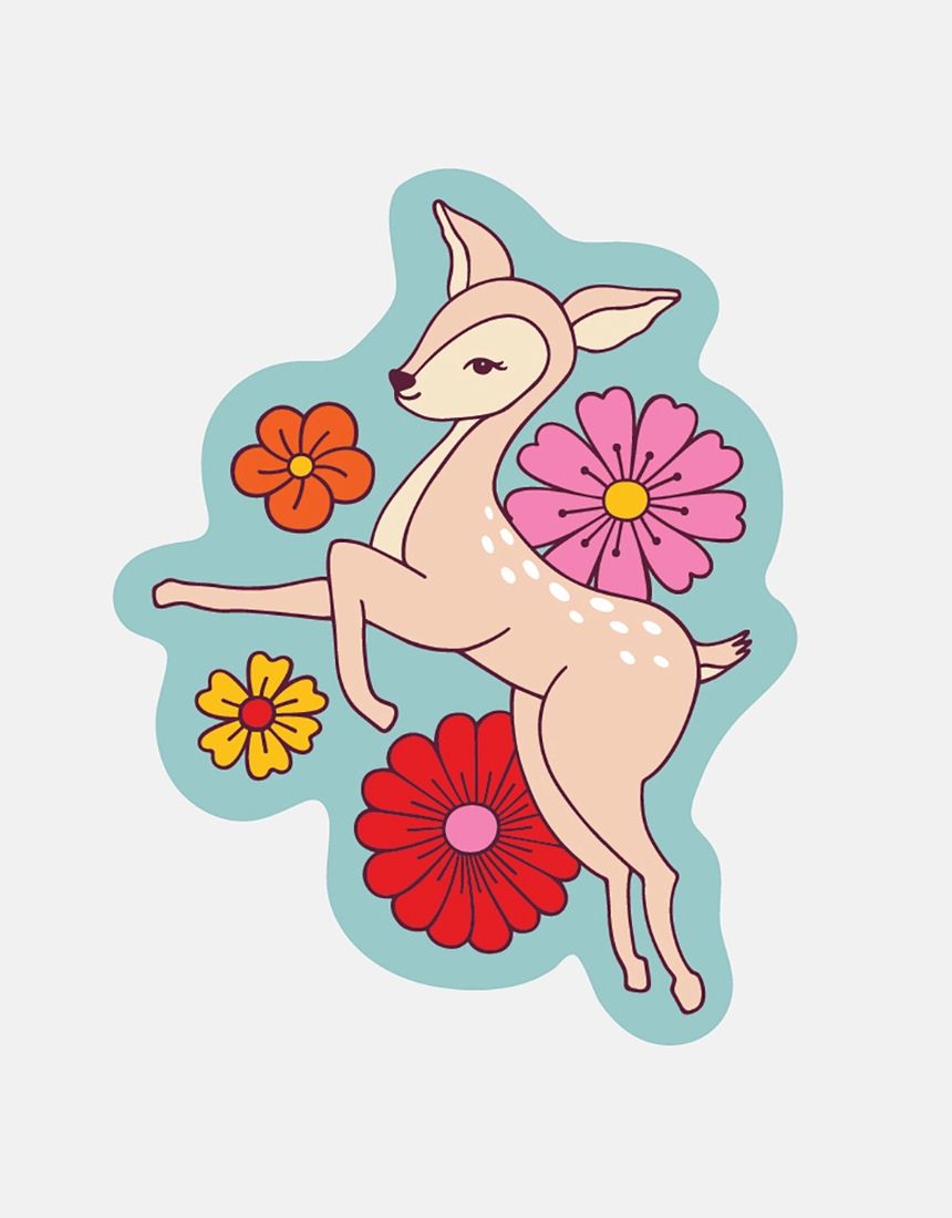 Deer With Flowers Sticker