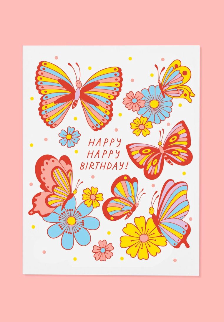 Happy Happy Birthday Butterfly Card