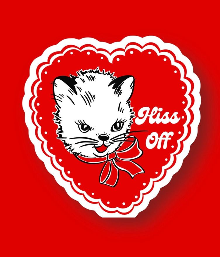 Hiss Off Cat Heart Sticker