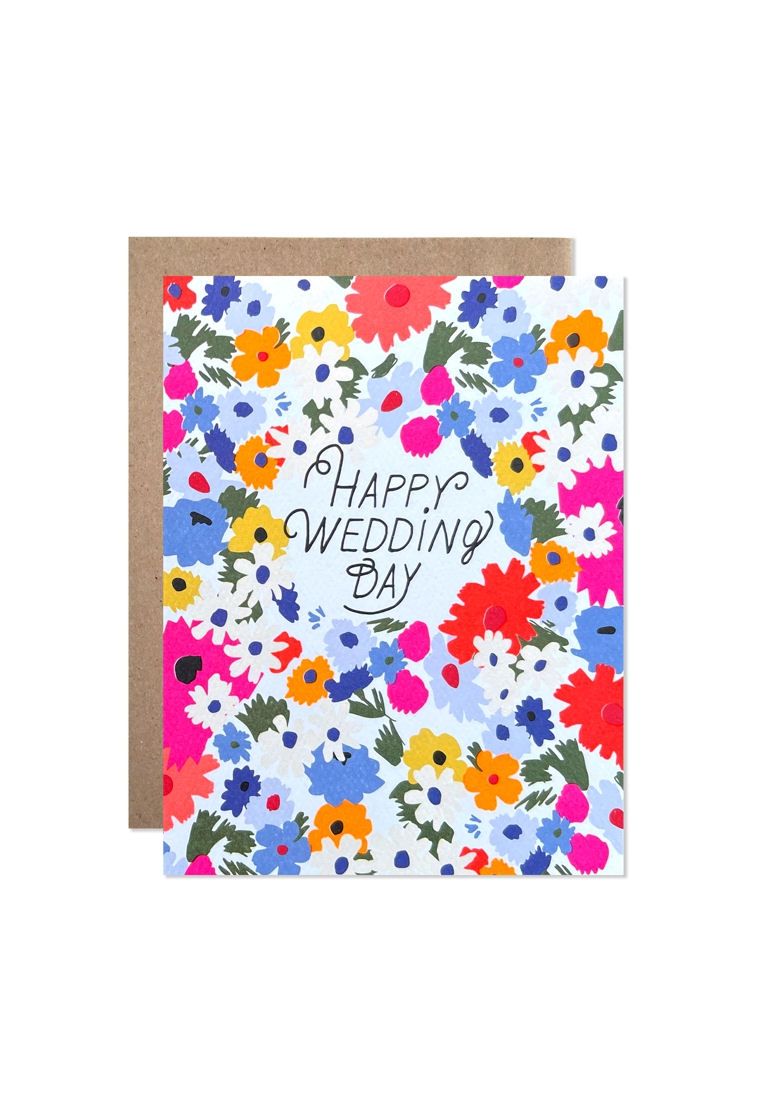 Happy Wedding Day Floral Card