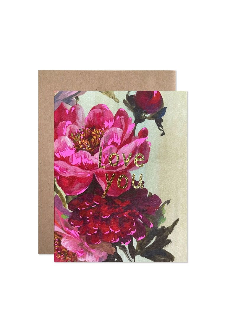 Love You Peonies Card