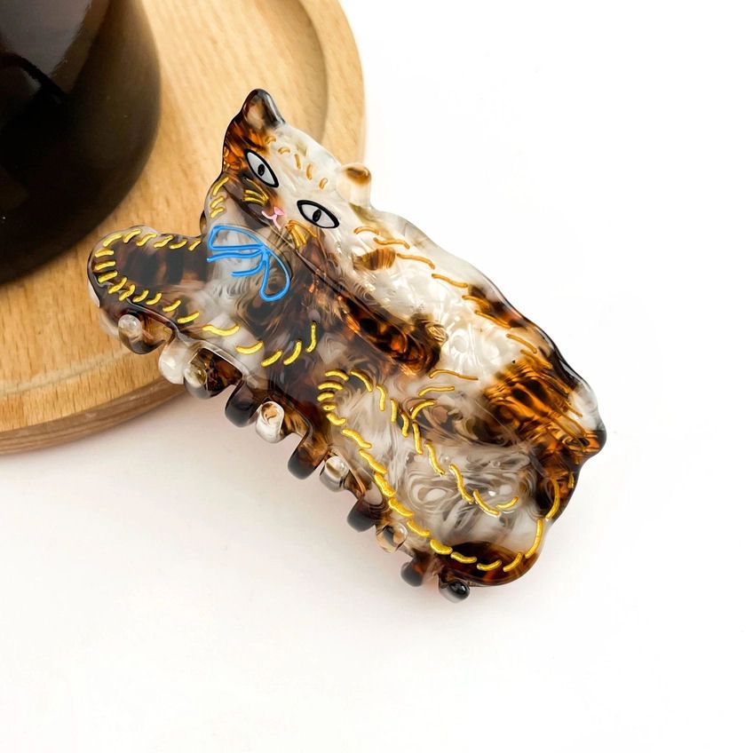 Elegant Tortoiseshell Brown Cat Hair Clip