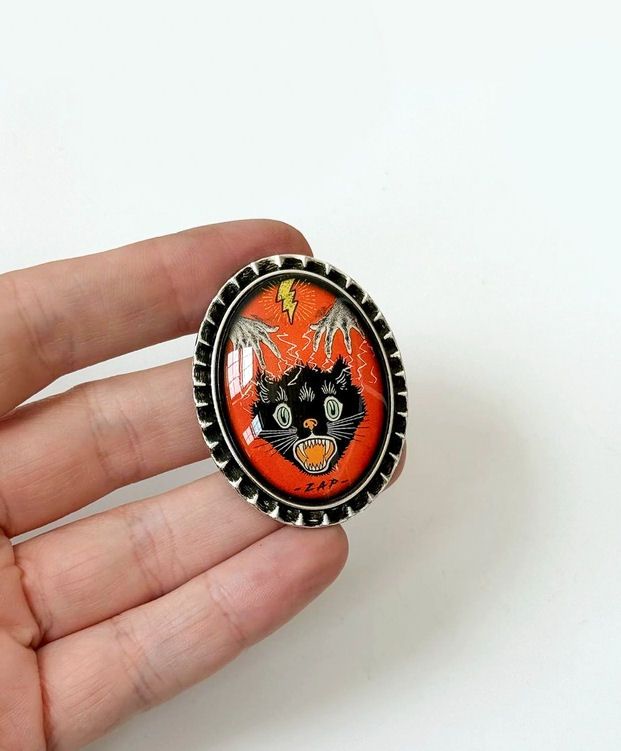 Zap Black Cat Brooch
