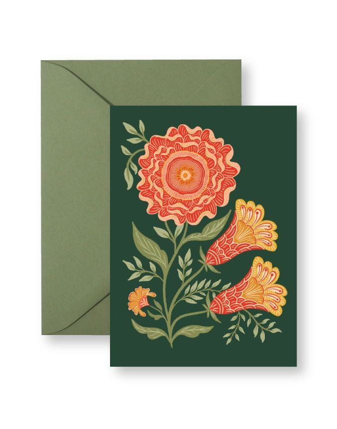 Floral Green Vines Mini Card