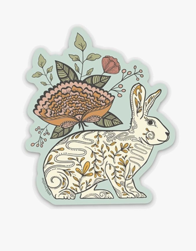 Floral Bunny Blooms Sticker