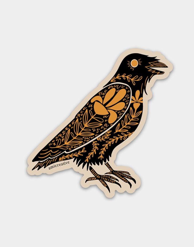 Dark Omens Floral Raven Sticker