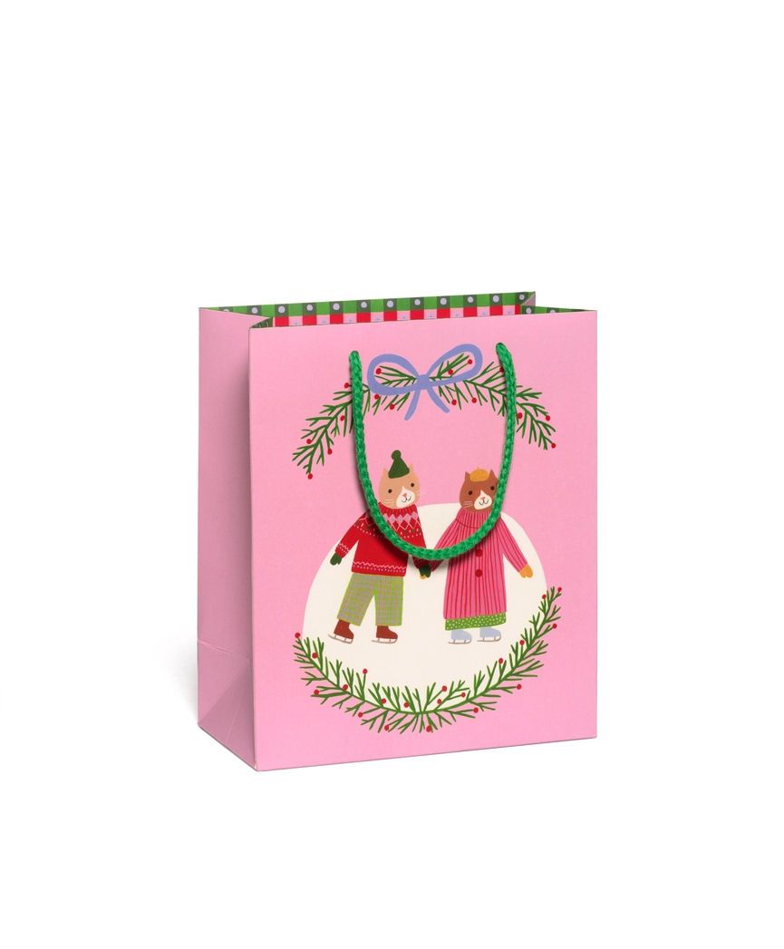 Skating Cats Christmas Medium Gift Bag
