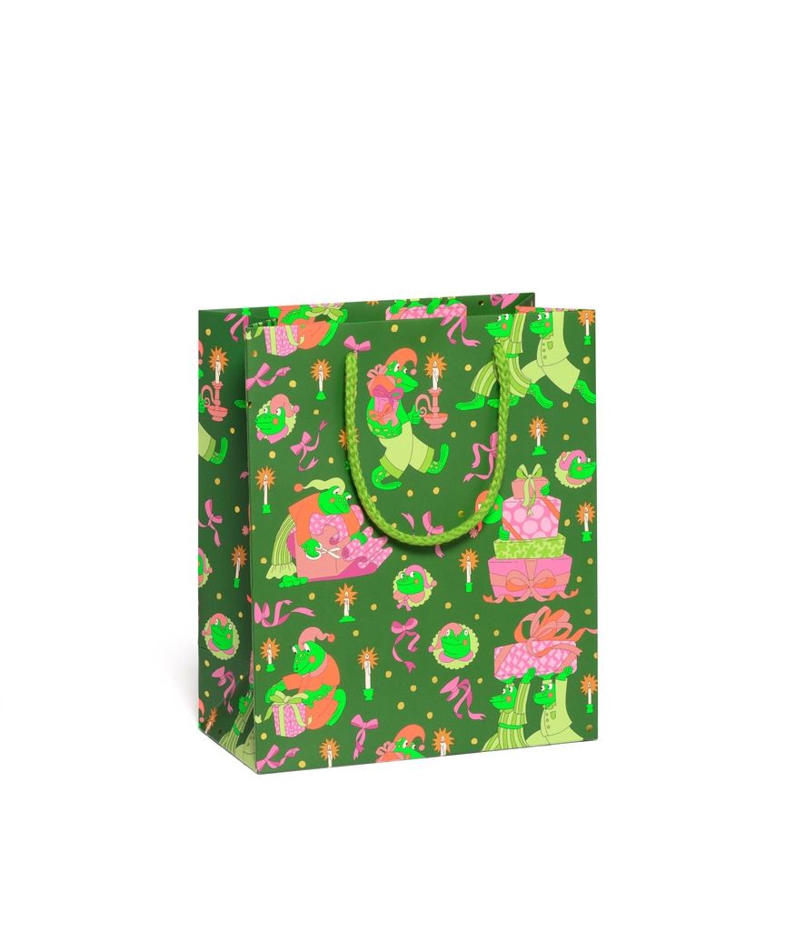 Frog Christmas Medium Gift Bag