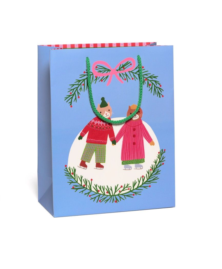 Skating Cats Christmas Large Gift Bag