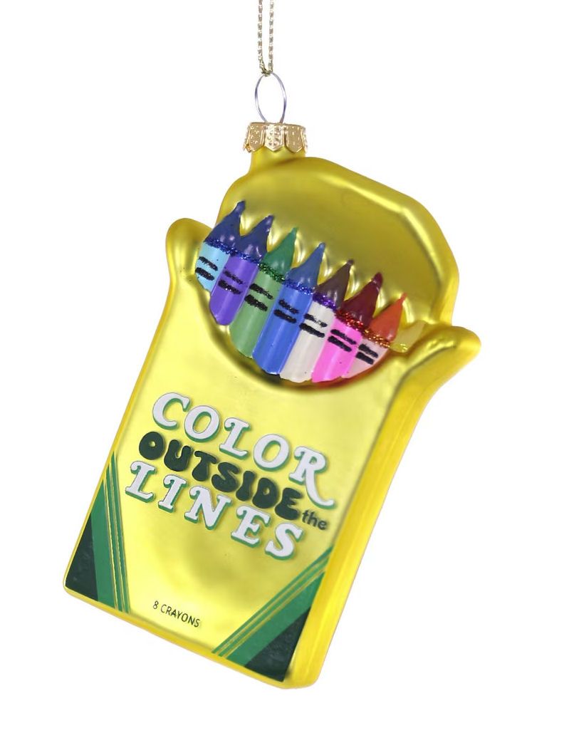 Color Outside The Lines Crayon Box Glass Ornament